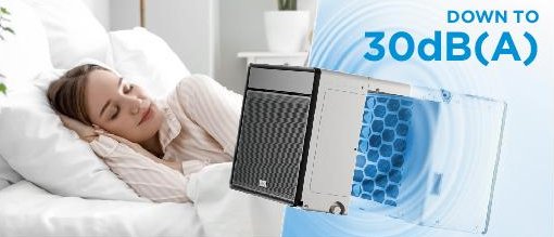 Person sleeping beside a quiet in-window heat pump